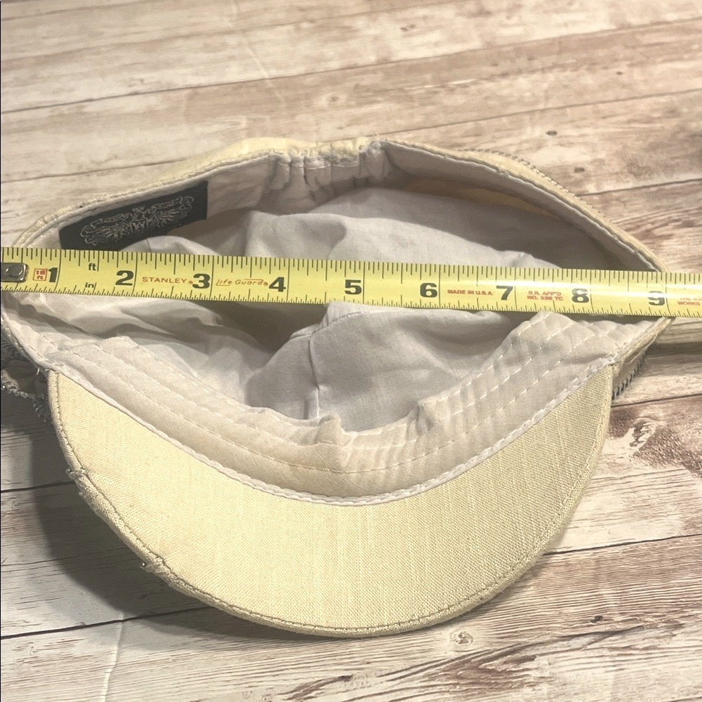 Angela & William Linen Blend Cream Hat with Floral & Zipper Detail - Picture 3 of 7